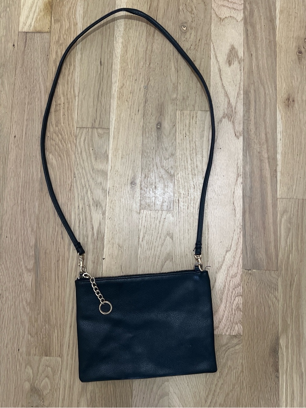 H&M Black Crossbody Bag with Gold Chain Detail